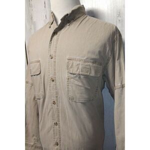 Wolverine Button Down Shirt LS Mens XXL Hiking Outdoors Fishing Beige